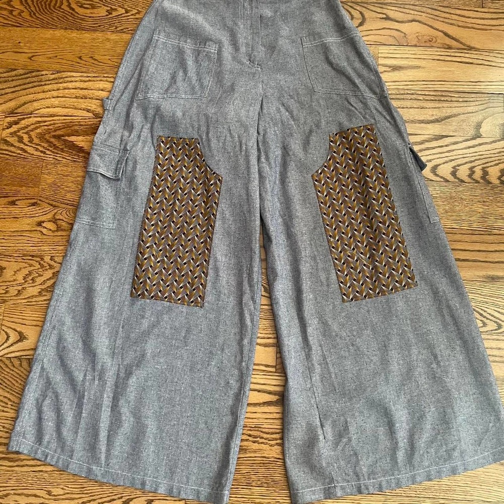 Handmade Chambray Shweshwe Carpenter Jeans Sample for Ginger Mary
